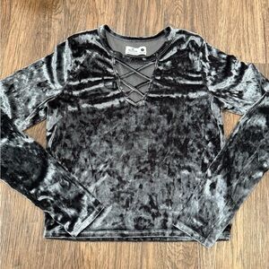 Y2K Hollister Grey Velour Crisscross Blouse